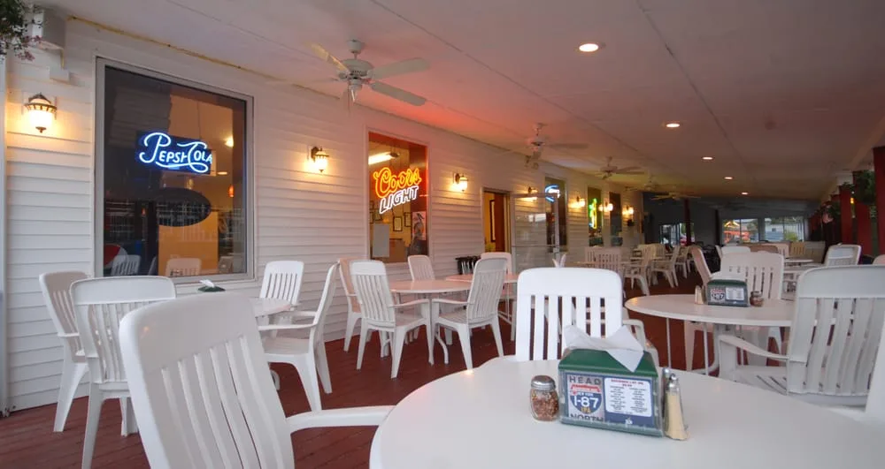 Covered patio seating area